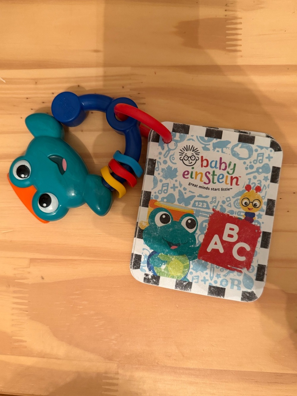 Baby Einstein Letter Flashcards and TeetherTeal Frog Rattle & ABC Board Book Set